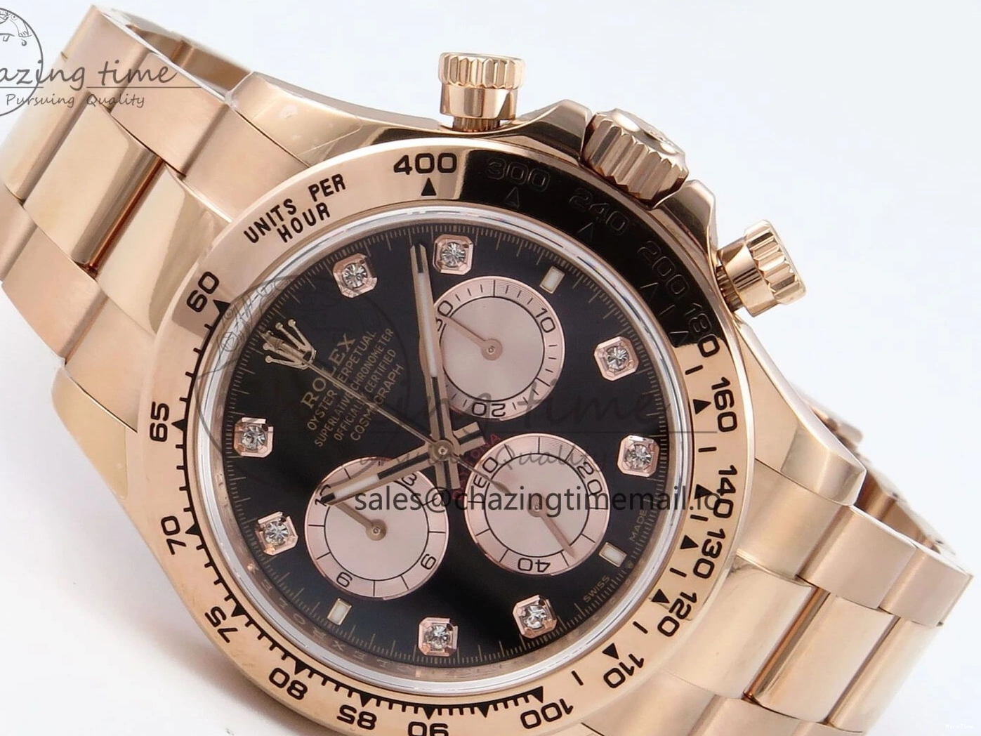 MiroTime 0215 EyeCatching Daytona 126505 QF 1:1 Best Edition Black RG Diamonds Dial on RG Braclet SH4131 V 715